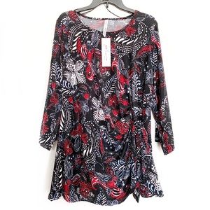 NY Collection Polyester Front Knot Tunic Top